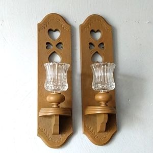 Burwood 80s Vintage faux wood Country candleholders